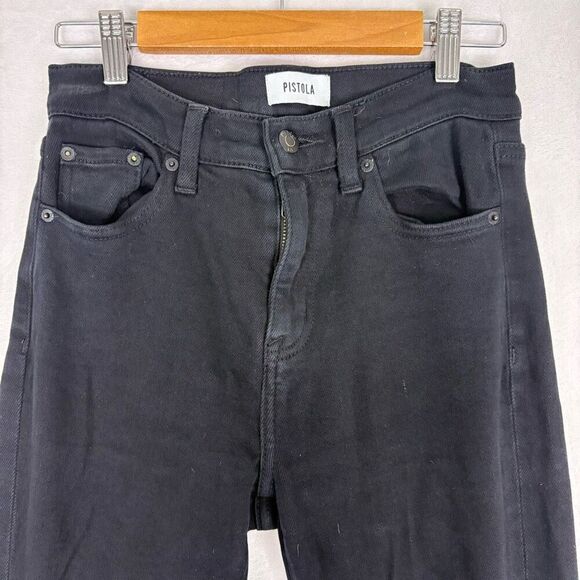 Pistola Revolve Black High Waisted Slit Front Bootcut Jeans Women's Size 25 - Picture 2 of 13